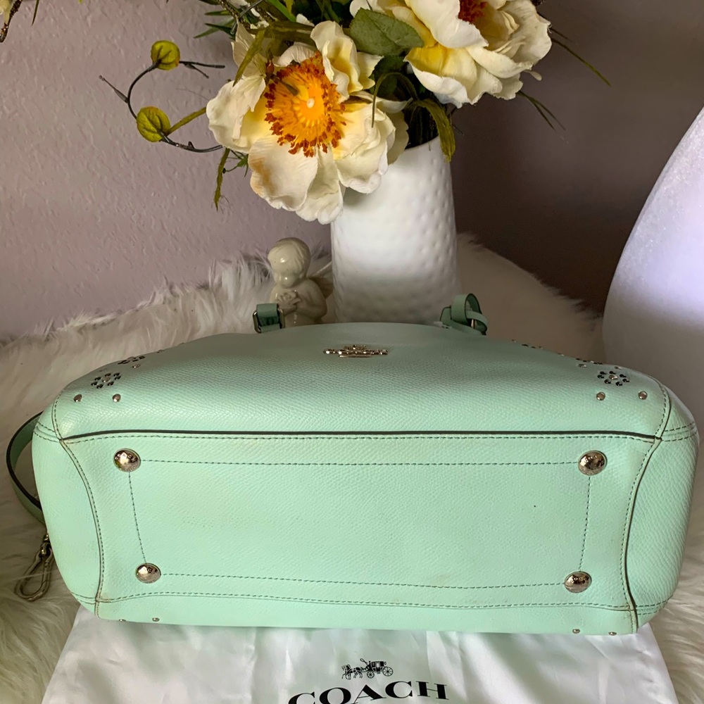 COACH SEA-GLASS MARGOT STUDDED
EMBELLISHED LEATHER  SATCHEL - Picture 6 of 14
